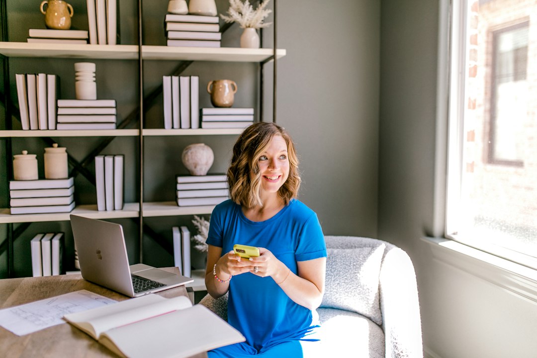 Small business owner working at a laptop