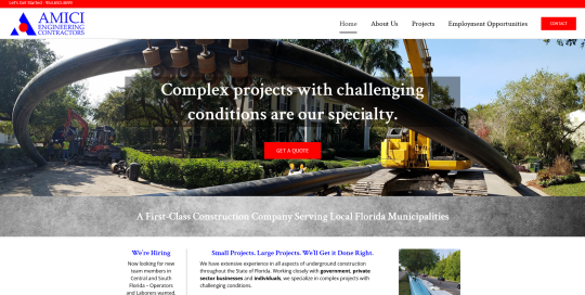 AMICI Engineering Contractors website designed by Grassroots Consulting