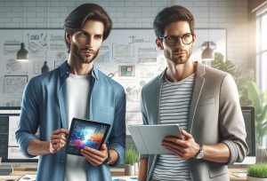 a web designer and a web developer standing side by side in palm beach, florida