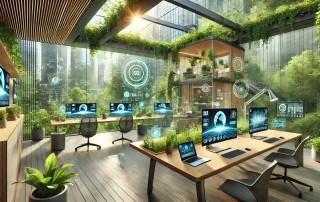 a futuristic organic office space for a digital business owner in 2025