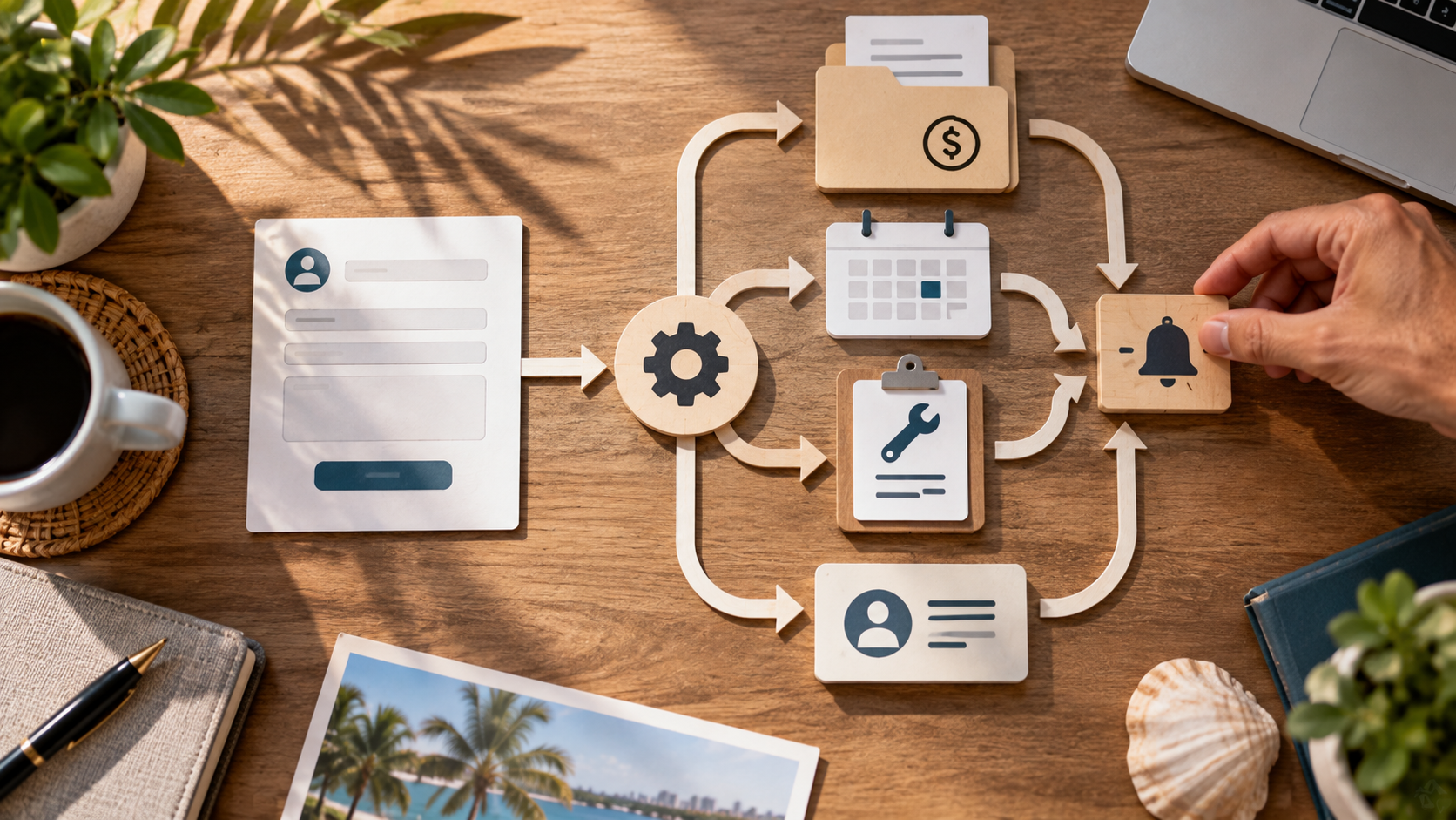 Website form connected to a visual workflow for estimates, scheduling, service requests and customer follow-up