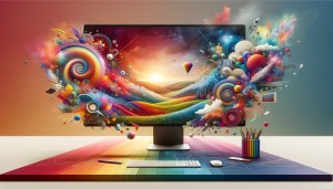 A splash of color across a website designers laptop