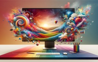 A splash of color across a website designers laptop